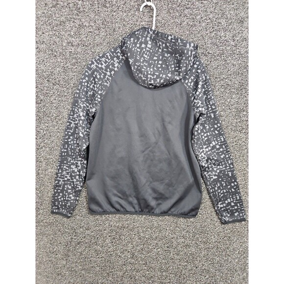 NIKE Women's Dri-Fit Hoodie Black, Gray Pattern Sleeves Medium M Front Pocket - Picture 6 of 6